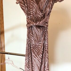 Brown Zebra Print Wrap Dress